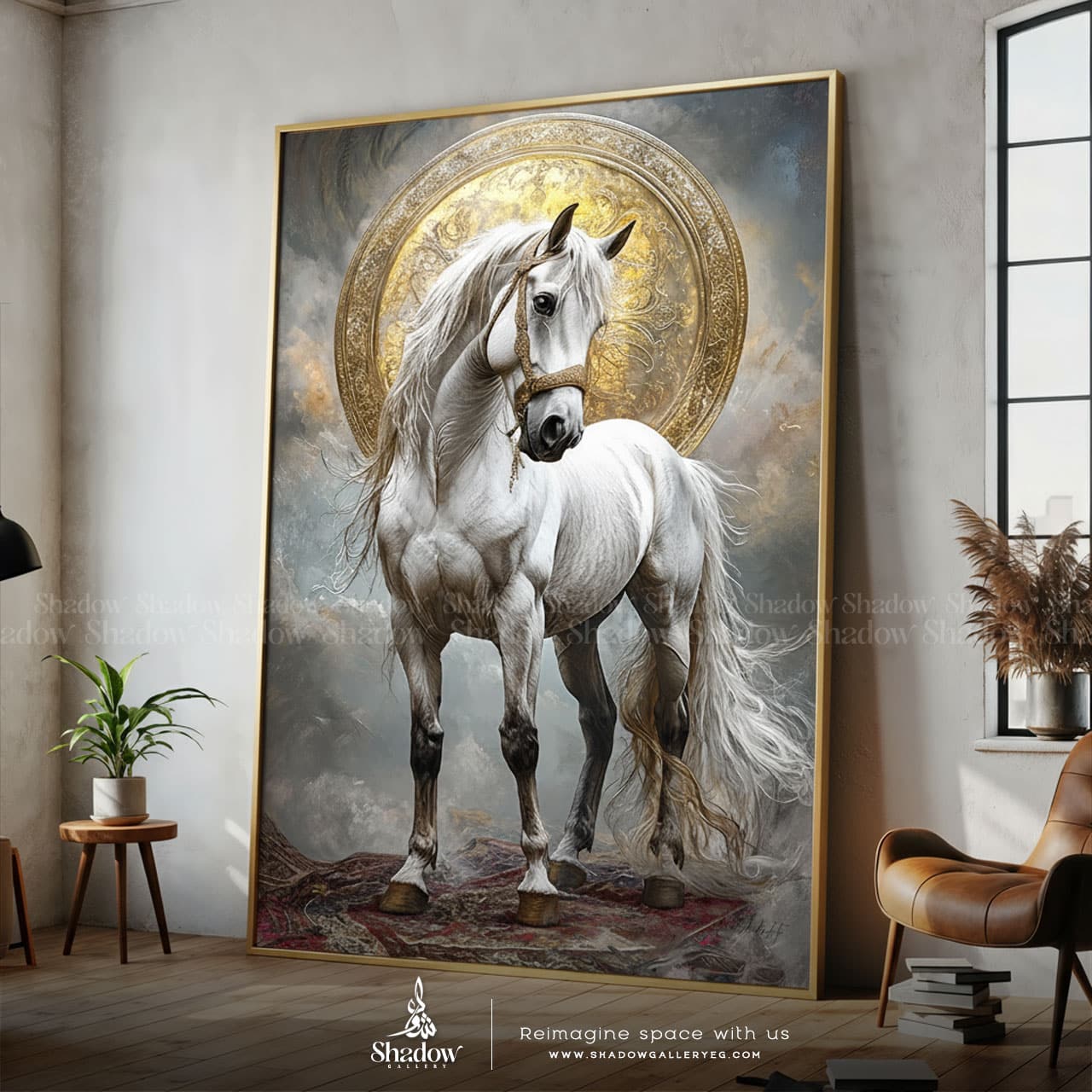 Andalusian Horse Digital Print Wall Frame – close-up detail of frame and canvas texture