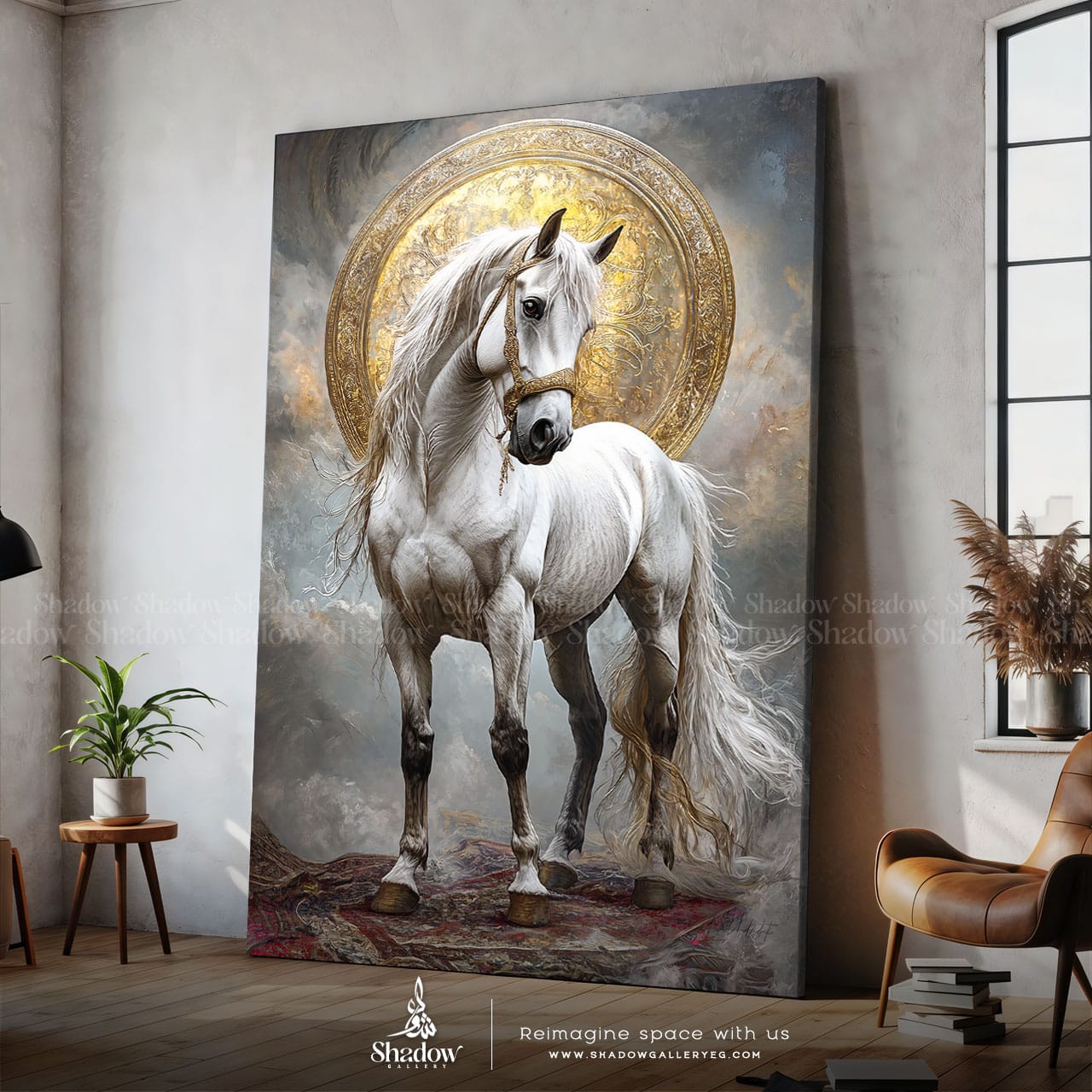 Andalusian Horse Digital Print Wall Frame – styled in a modern room setting