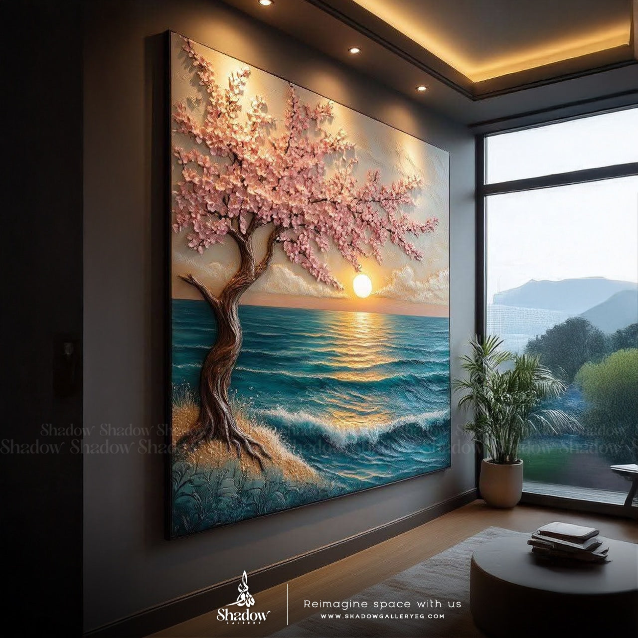 Beautiful Nature Abstract Art Print – styled in a modern room setting