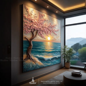 Beautiful Nature Abstract Art Print – styled in a modern room setting