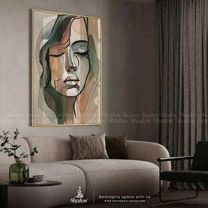 Abstract Watercolor Woman Print – styled in a modern room setting