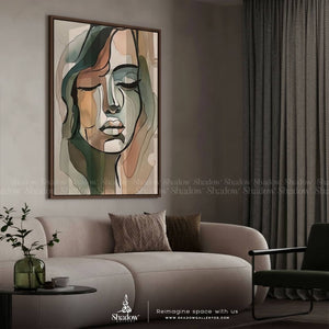 Abstract Watercolor Woman Print – styled in a modern room setting