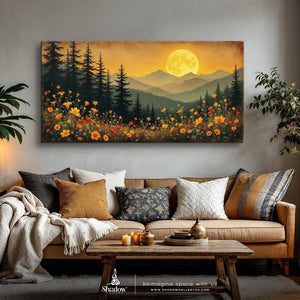 Full Moon Over Mountains Wall Art, – premium framed canvas wall art