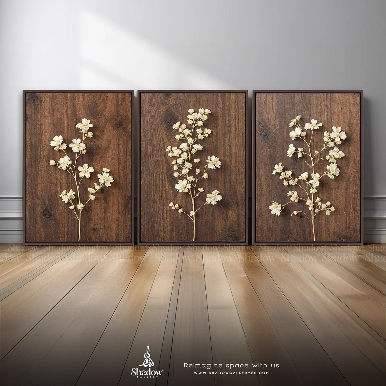 Minimalist Botanical Wall Art | Neutral Floral Prints Set of 3 – premium framed canvas wall art