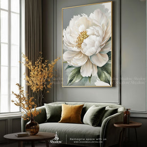 White Peony Flower Watercolor Print – premium framed canvas wall art