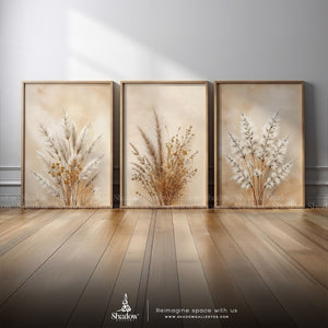 Minimalist Dried Pampas Grass Wall Art – styled in a modern room setting
