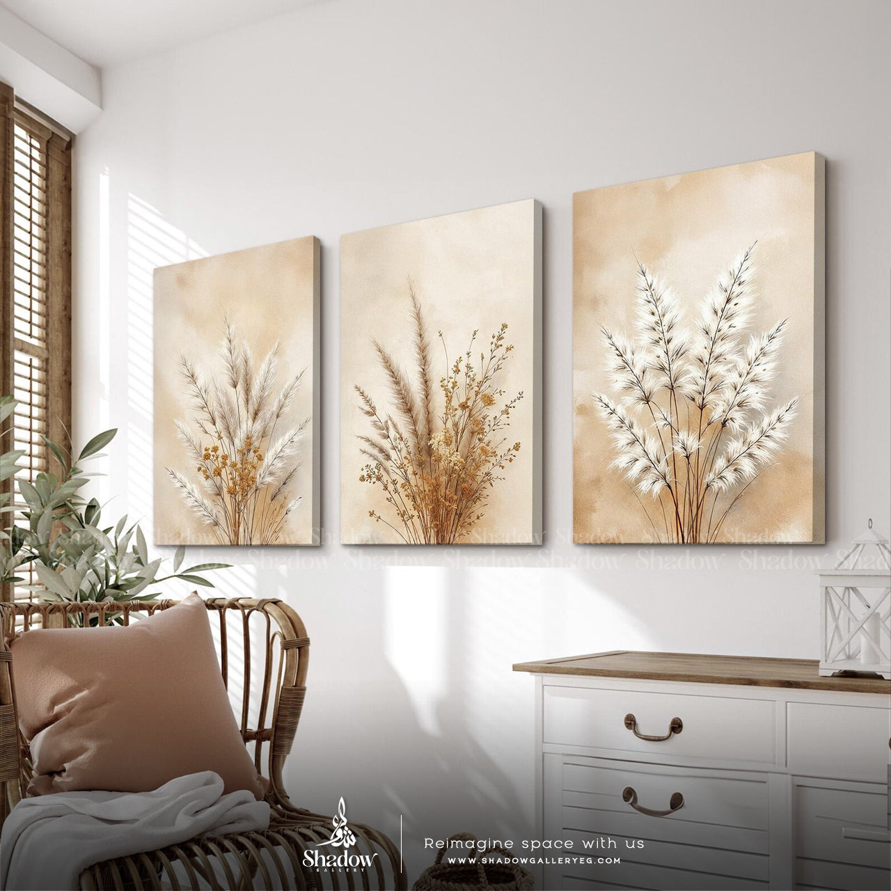 Minimalist Dried Pampas Grass Wall Art – premium framed canvas wall art