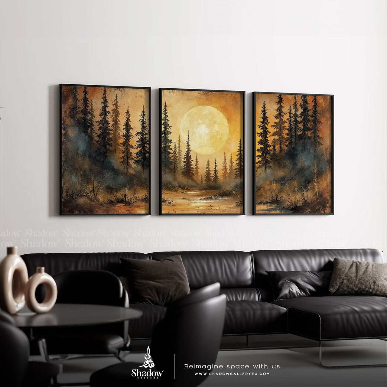 Forest Moonlight Wall Art Set of 3 – premium framed canvas wall art