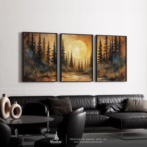Forest Moonlight Wall Art Set of 3 – premium framed canvas wall art