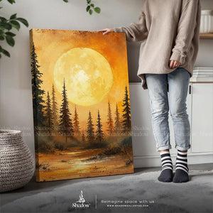 Forest Moonlight Wall Art Set of 3 – styled in a modern room setting