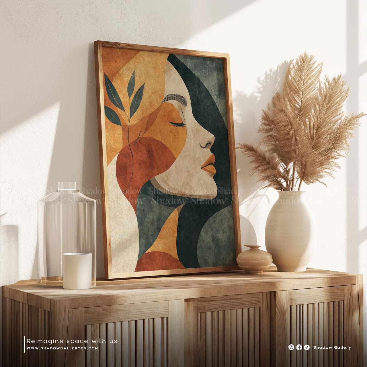 Boho Art Woman Face Wall Art – premium framed canvas wall art