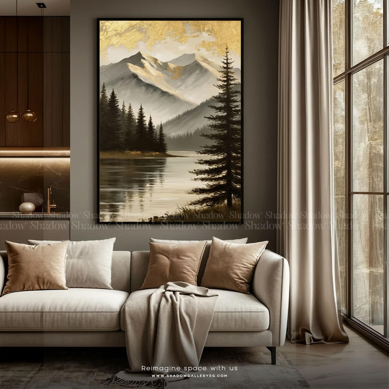 Snowy Sunset Mountain Wall Frame – premium framed canvas wall art