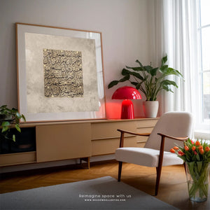 Suret Fateha | Square Islamic Frame – styled in a modern room setting