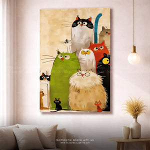 Cute Cats Digital Art Print – premium framed canvas wall art