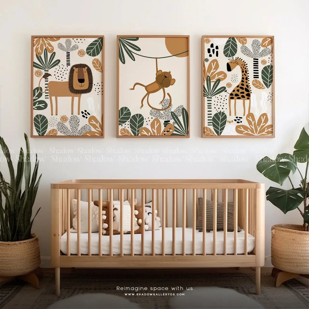 Set of 3 Safari Nursery Wall Art Prints – premium framed canvas wall art