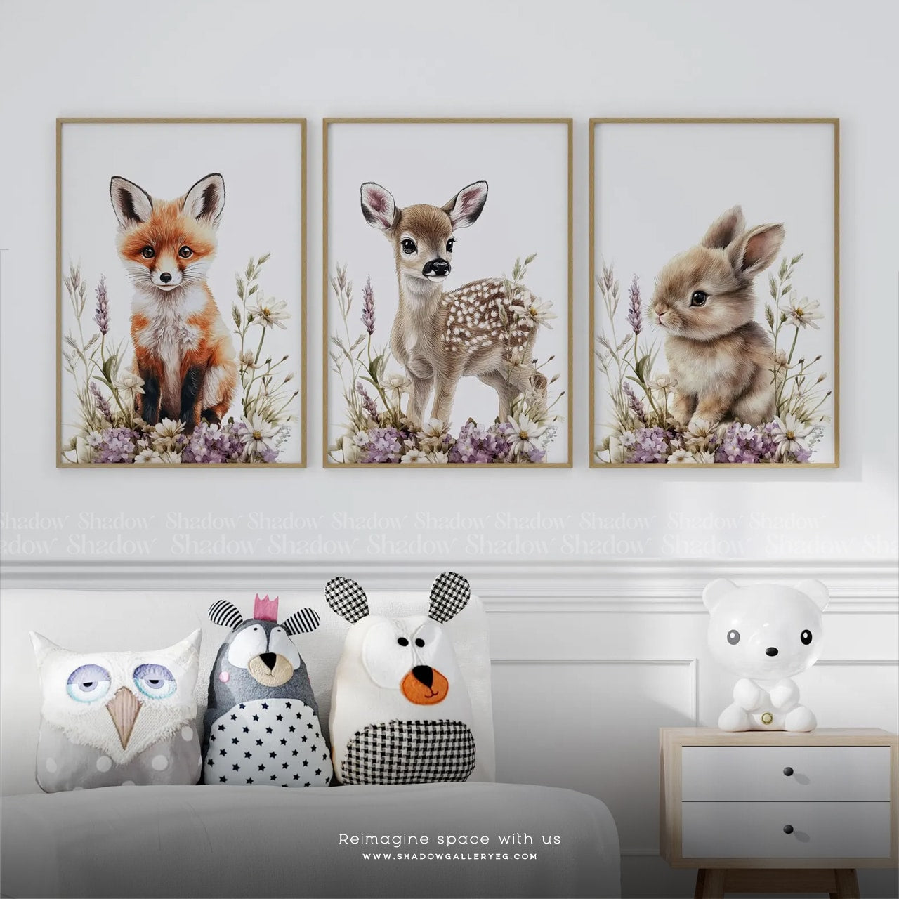 Safari Animals Nursery Canvas Wall Prints – close-up detail of frame and canvas texture