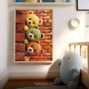 Cute Kawaii Bear Canvas wall Art – premium framed canvas wall art