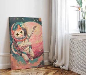 Cat Astronaut Cat Space Art, Retro Style – styled in a modern room setting