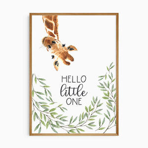 Giraffe Nursery Prints Set: Boho Safari Animal Art – styled in a modern room setting
