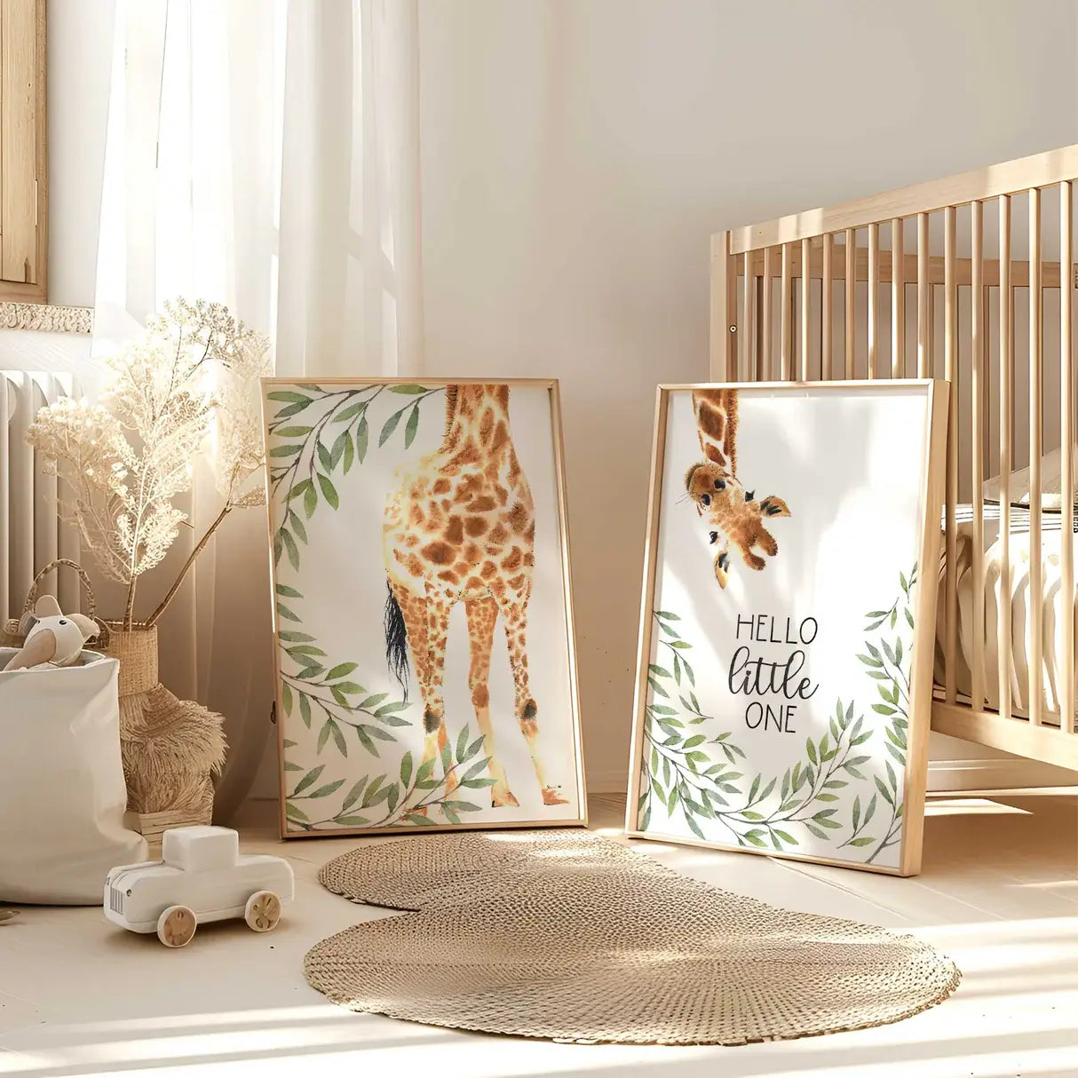 Giraffe Nursery Prints Set: Boho Safari Animal Art – premium framed canvas wall art