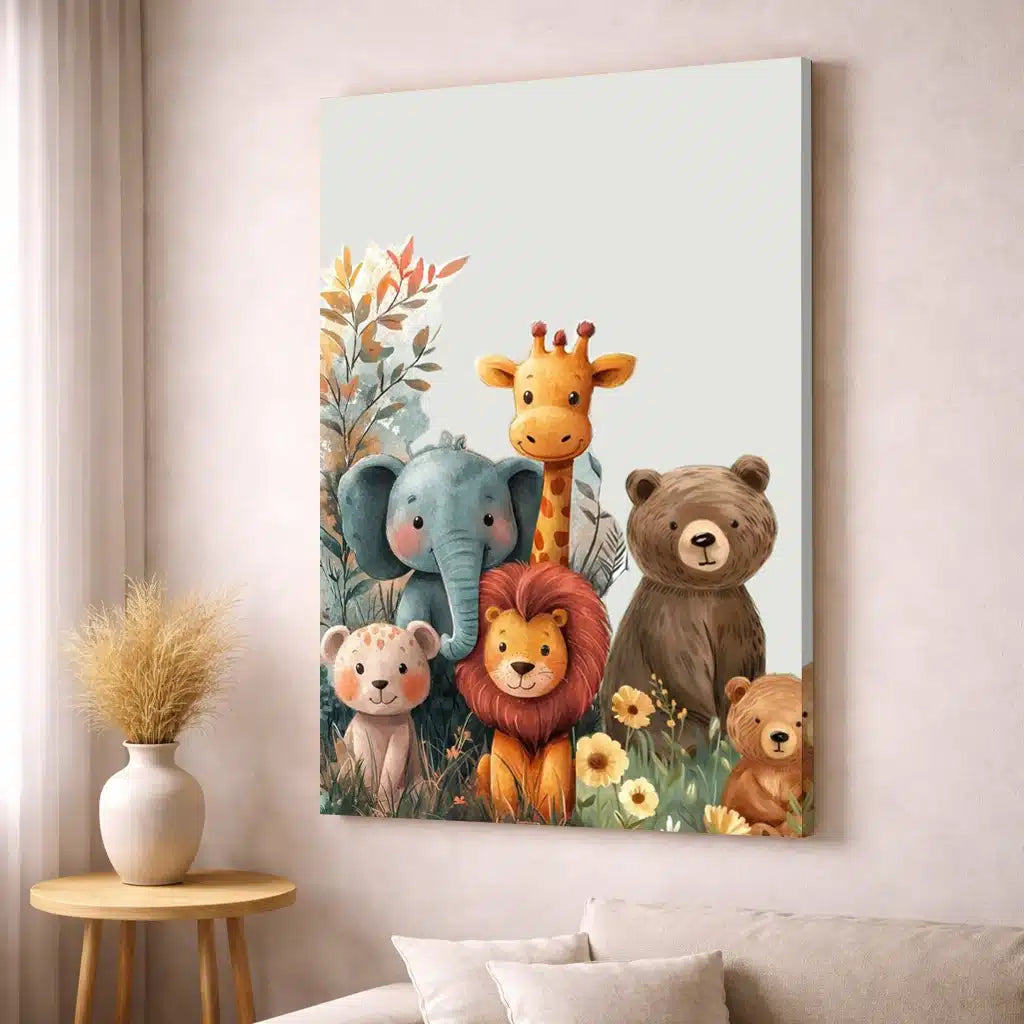 Safari Animal Nursery Canvas Art – premium framed canvas wall art