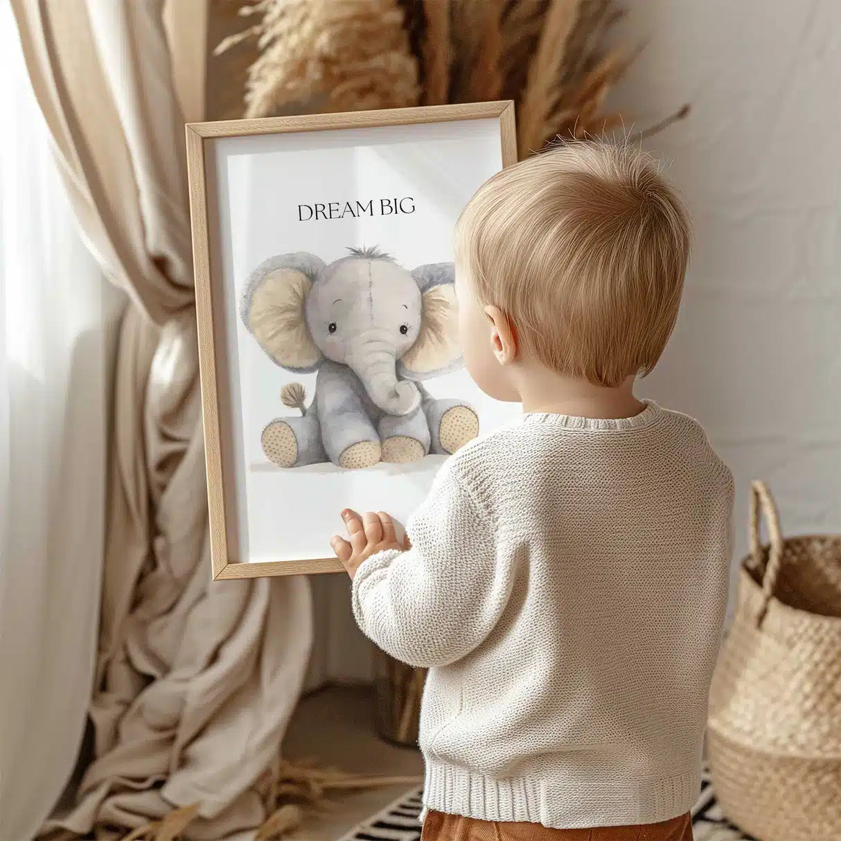 Safari Animal Nursery Prints:  Lion, Giraffe, Elephant Art – premium framed canvas wall art