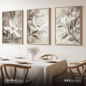 Modern Magnolia Floral Trio Wall Art - Set Of three – premium framed canvas wall art
