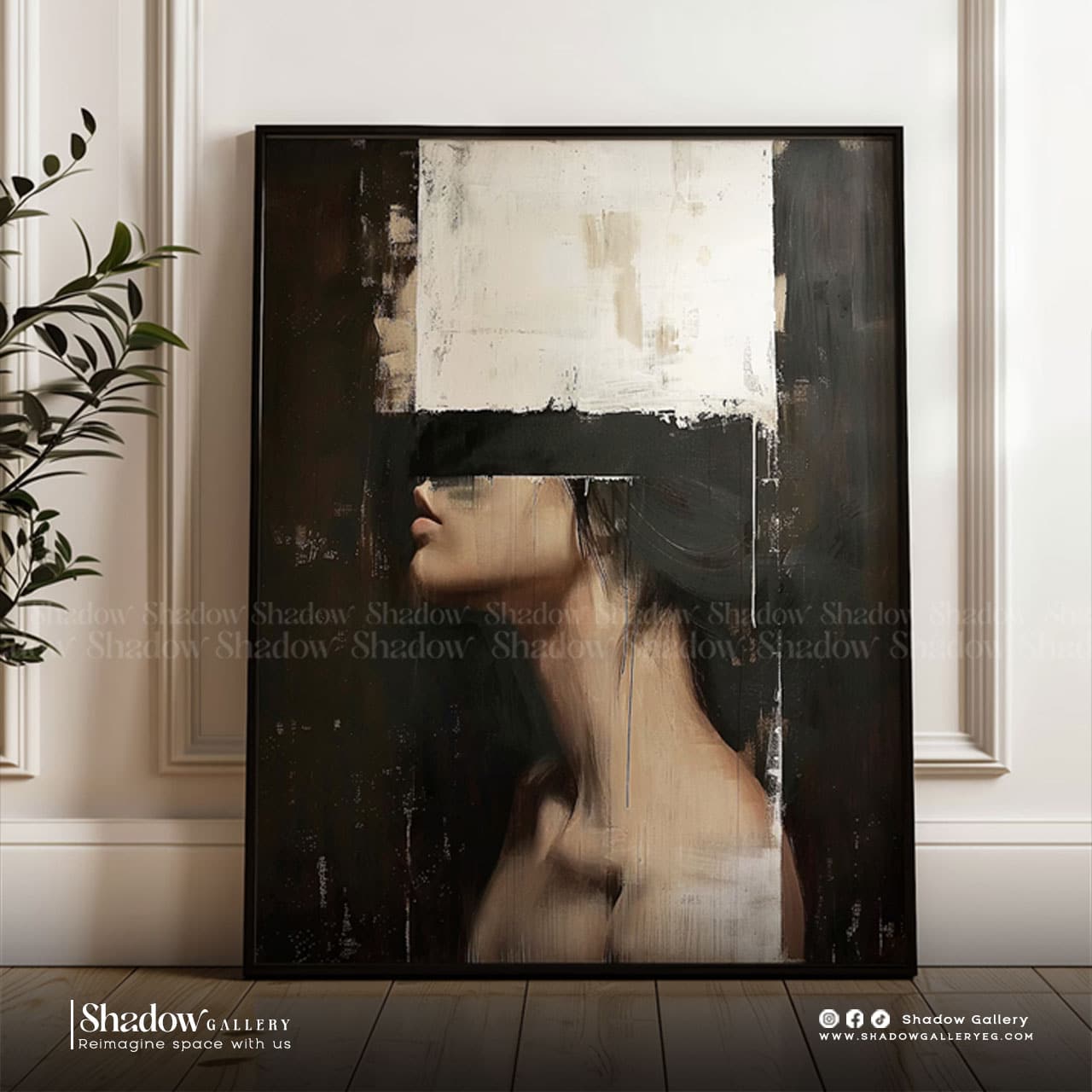 Mysterious Woman Abstract Wall Art - Large Framed Portrait – premium framed canvas wall art