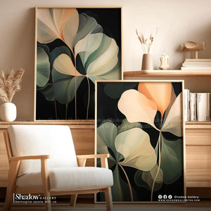 The Midnight Bloom - Set of 2 Modern Abstract Botanical Art – premium framed canvas wall art