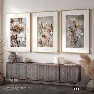 Botanical Plants, Sepia Neutral, Set of 3 – styled in a modern room setting
