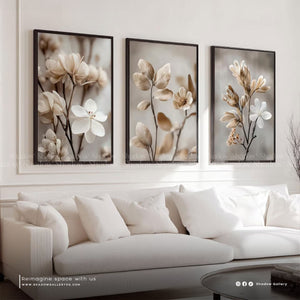 Botanical Plants, Sepia Neutral, Set of 3 – styled in a modern room setting