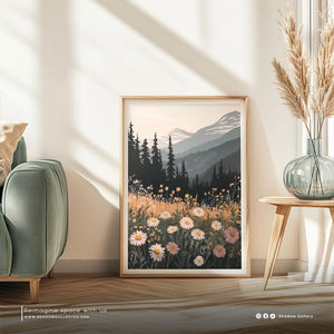 Set of 3 | Boho Mountain Sunset Print – premium framed canvas wall art
