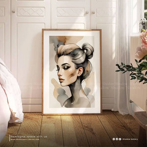 Abstract Makeup Girl - Set of 3 – close-up detail of frame and canvas texture