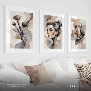 Abstract Makeup Girl - Set of 3 – styled in a modern room setting