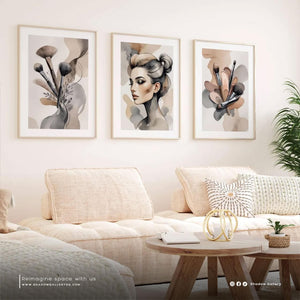 Abstract Makeup Girl - Set of 3 – premium framed canvas wall art