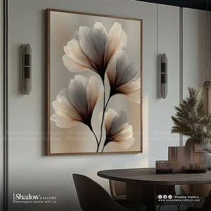 The Ginkgo Bloom - Modern 3D Textured Floral Wall Art – premium framed canvas wall art