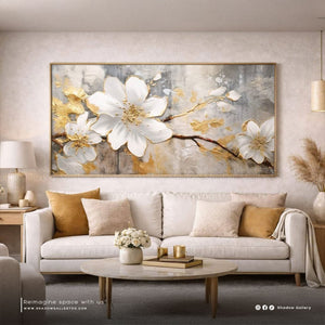 Abstract Golden Flowers Wall Art – premium framed canvas wall art