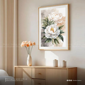 White Peony Flowers Wall Art – premium framed canvas wall art