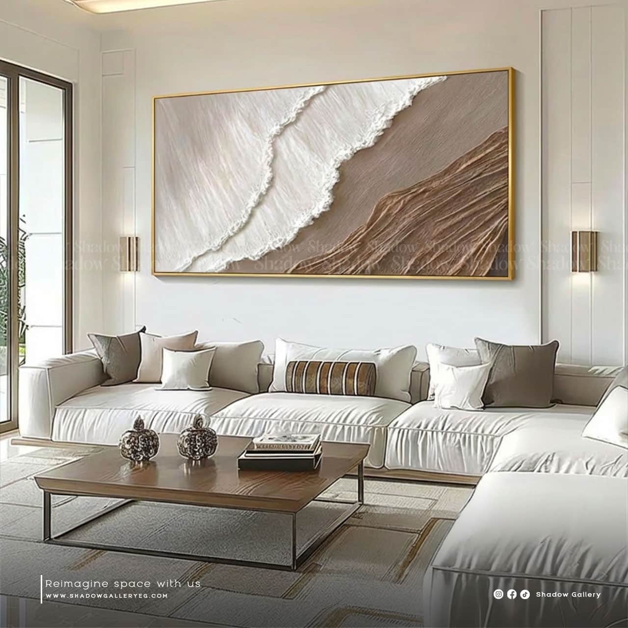 Abstract Textured Minimalist Seascape – premium framed canvas wall art
