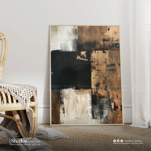 Wabi-Sabi Black & Gold Abstract Canvas Art – styled in a modern room setting