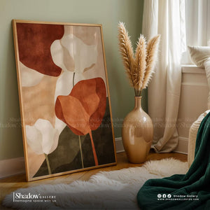 Modern Abstract Terracotta Floral Canvas Wall Art – premium framed canvas wall art