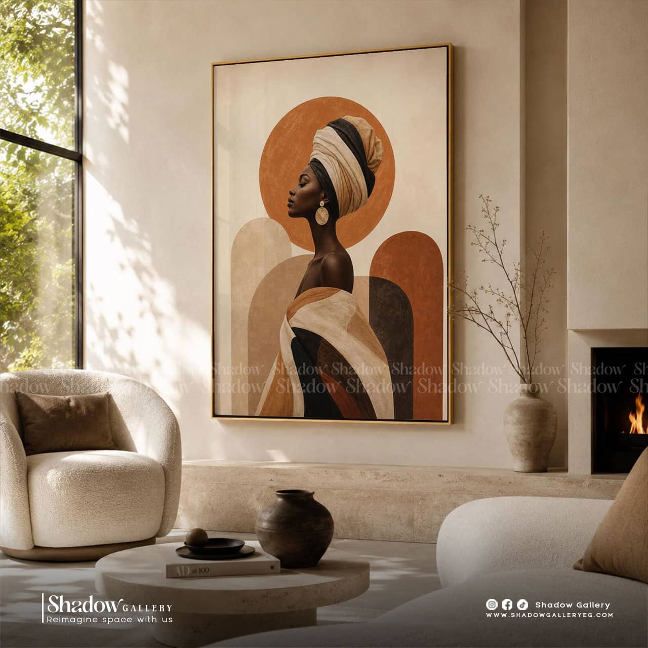 Afrocentric Black Woman Headwrap Canvas Art – premium framed canvas wall art