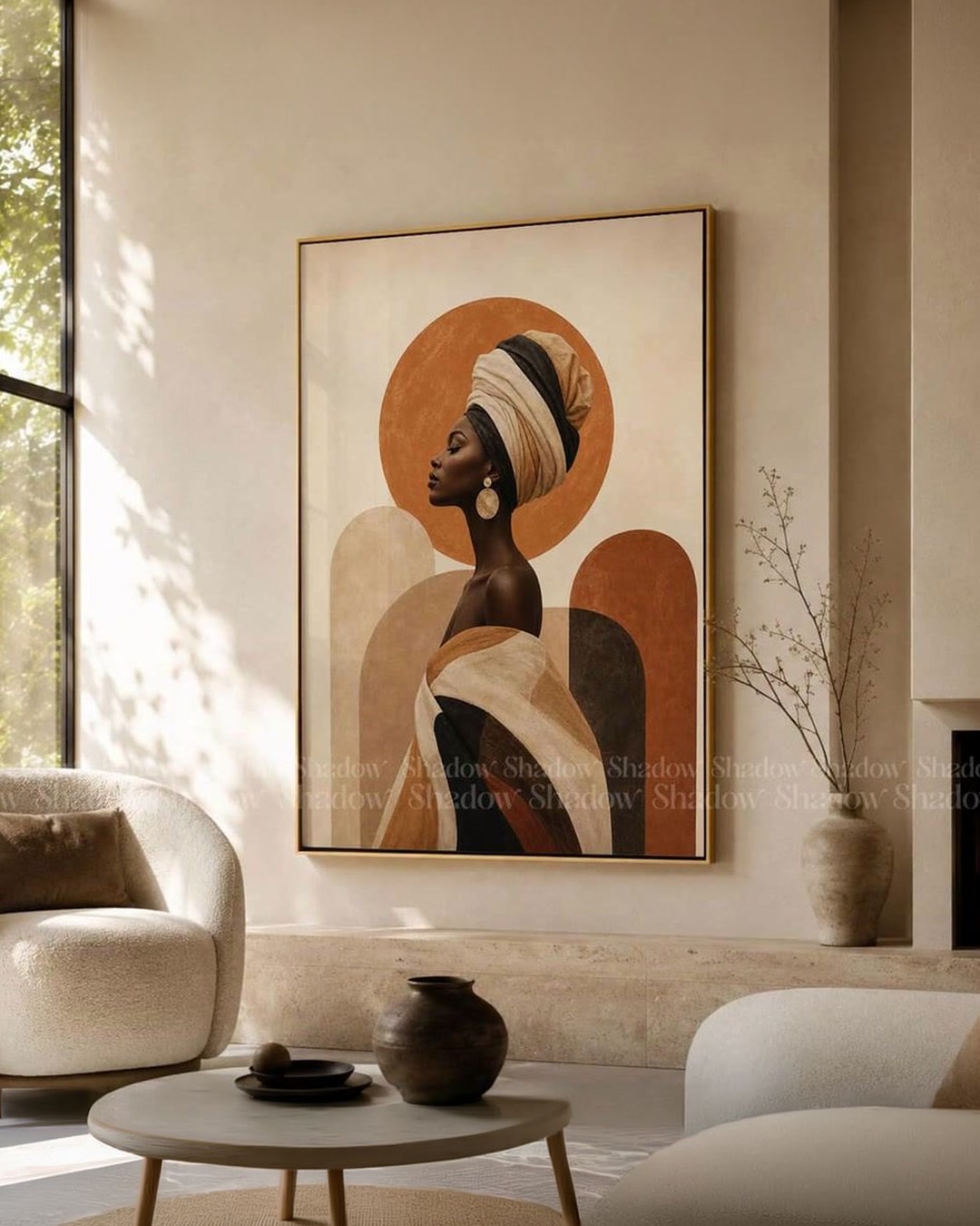 Afrocentric Black Woman Headwrap Canvas Art
