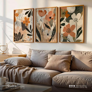 Boho Botanical Triptych Wall Art (3-Piece Set) – premium framed canvas wall art