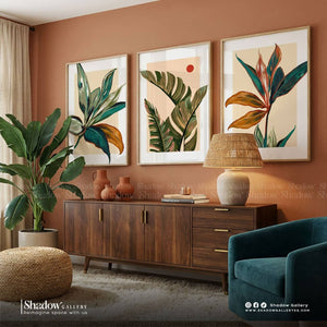 Colorful Tropical Leaves Wall Art (3-Piece Set) – premium framed canvas wall art