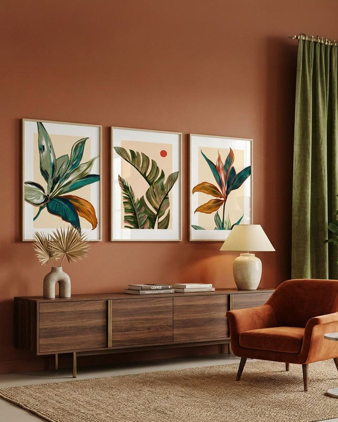 Colorful Tropical Leaves Wall Art (3-Piece Set)