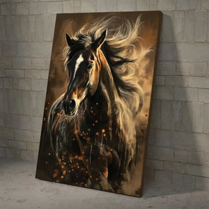Brown Horse Canvas Print – close-up detail of frame and canvas texture