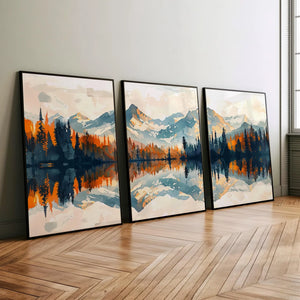 Serene Mountain Lake Panoramic Canvas Art | Shadow Gallery