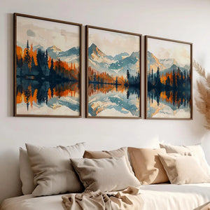 Mountain and Lake Panoramic View – styled in a modern room setting
