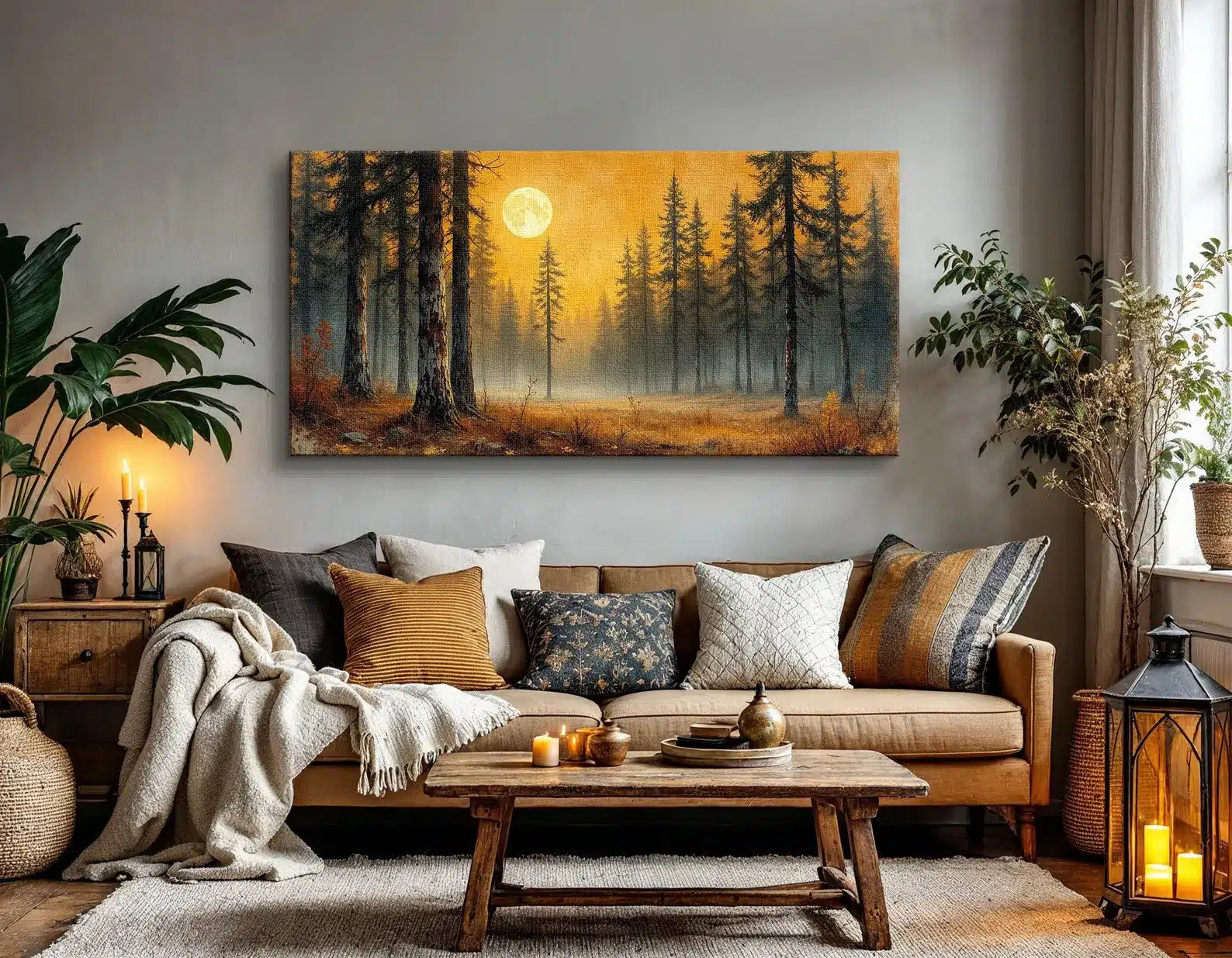 Twilight Forest Wall Art, – close-up detail of frame and canvas texture